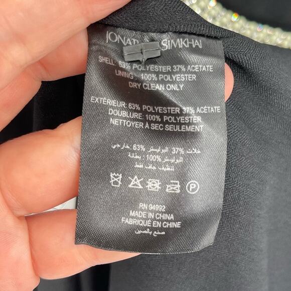 Jonathan Simkhai Black Katharine Diamante Cut Out Long Sleeve Mini Dress size 6 - Picture 9 of 10